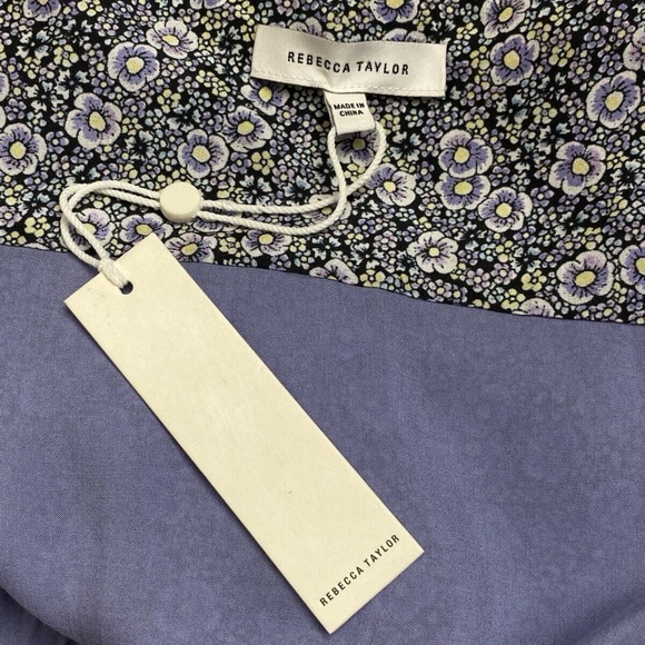 REBECCA TAYLOR Midi Slip Silk Dress Violet Fleur Sleeveless - Picture 10 of 12